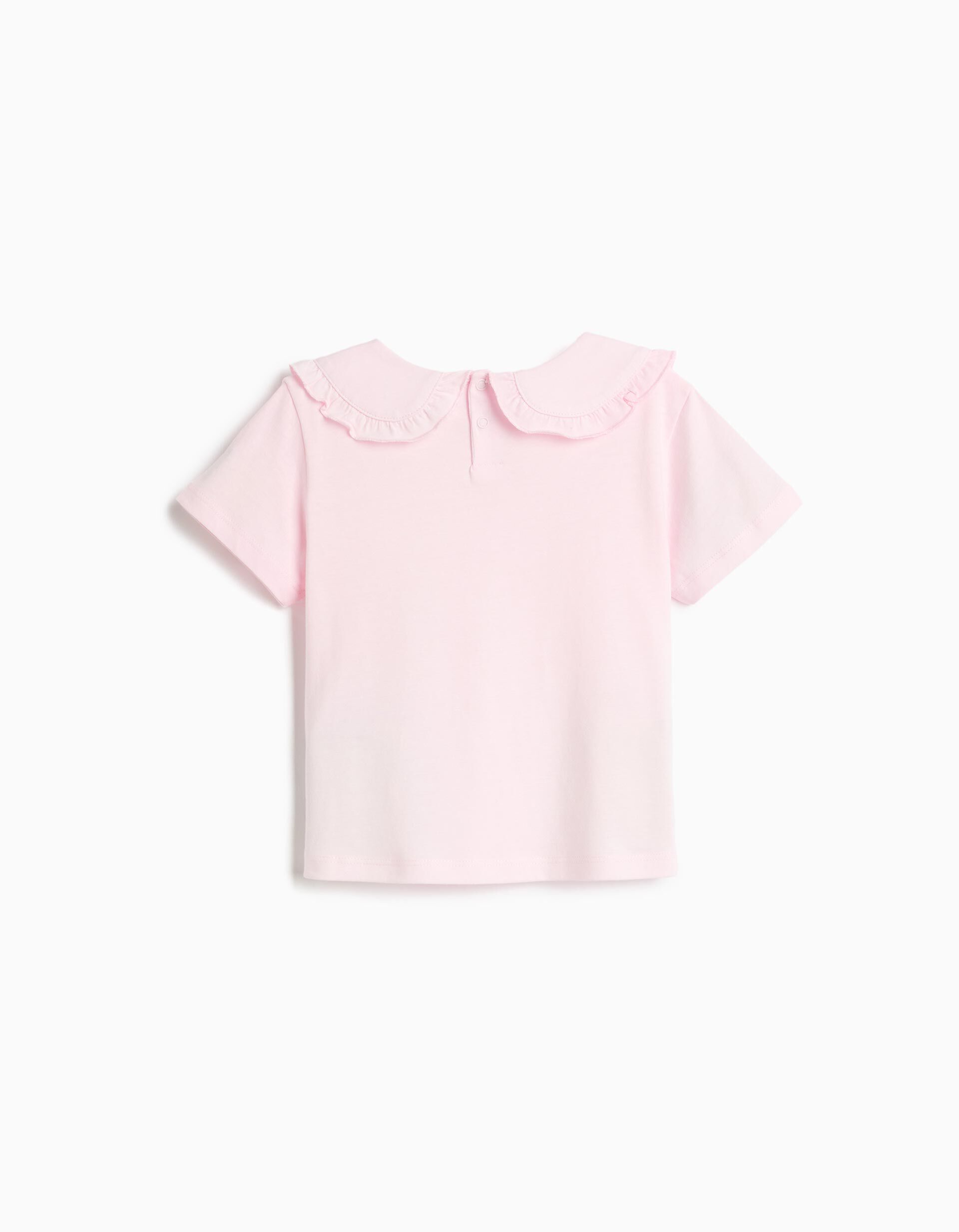 Comprar Online T-shirt Com Gola, Menina, Rosa Claro