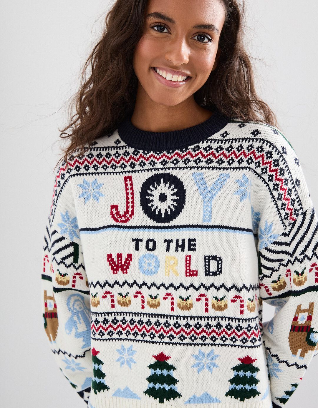 Camisola Natal de Malha, Mulher, Bege