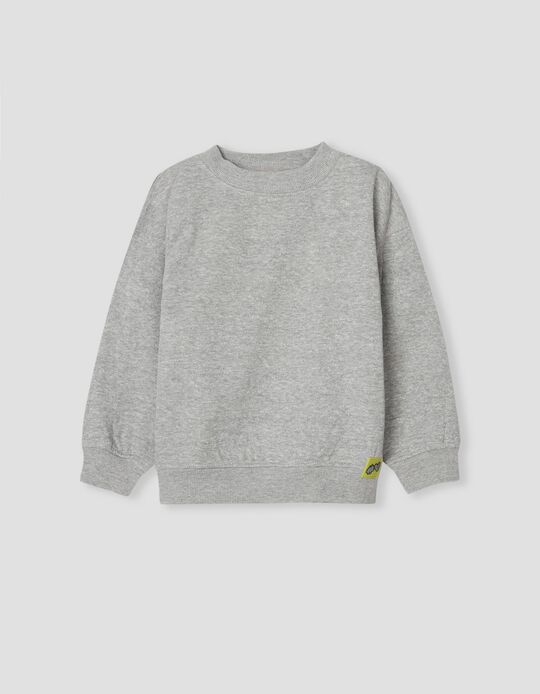 Glittery Sweatshirt, Girls, Grey