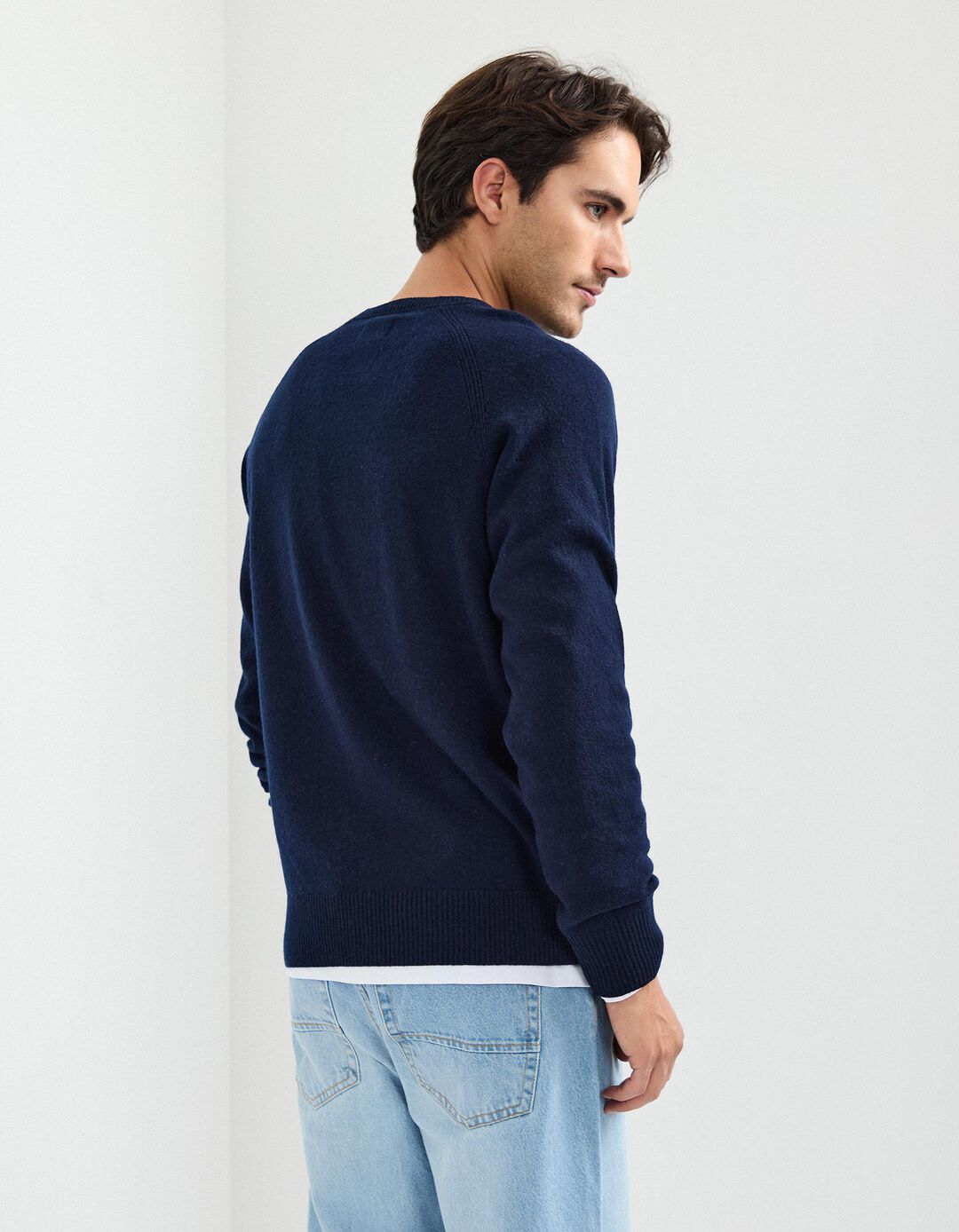 Camisola com Lã, Homem, Azul Escuro