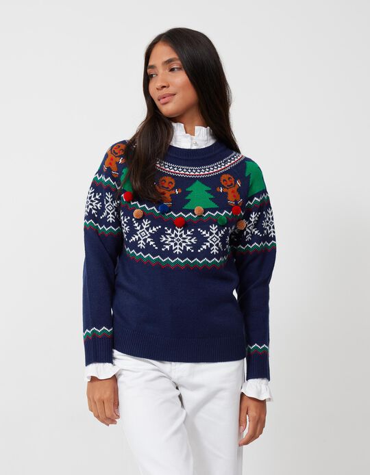 Christmas' Knitted Jumper, Women, Dark Blue