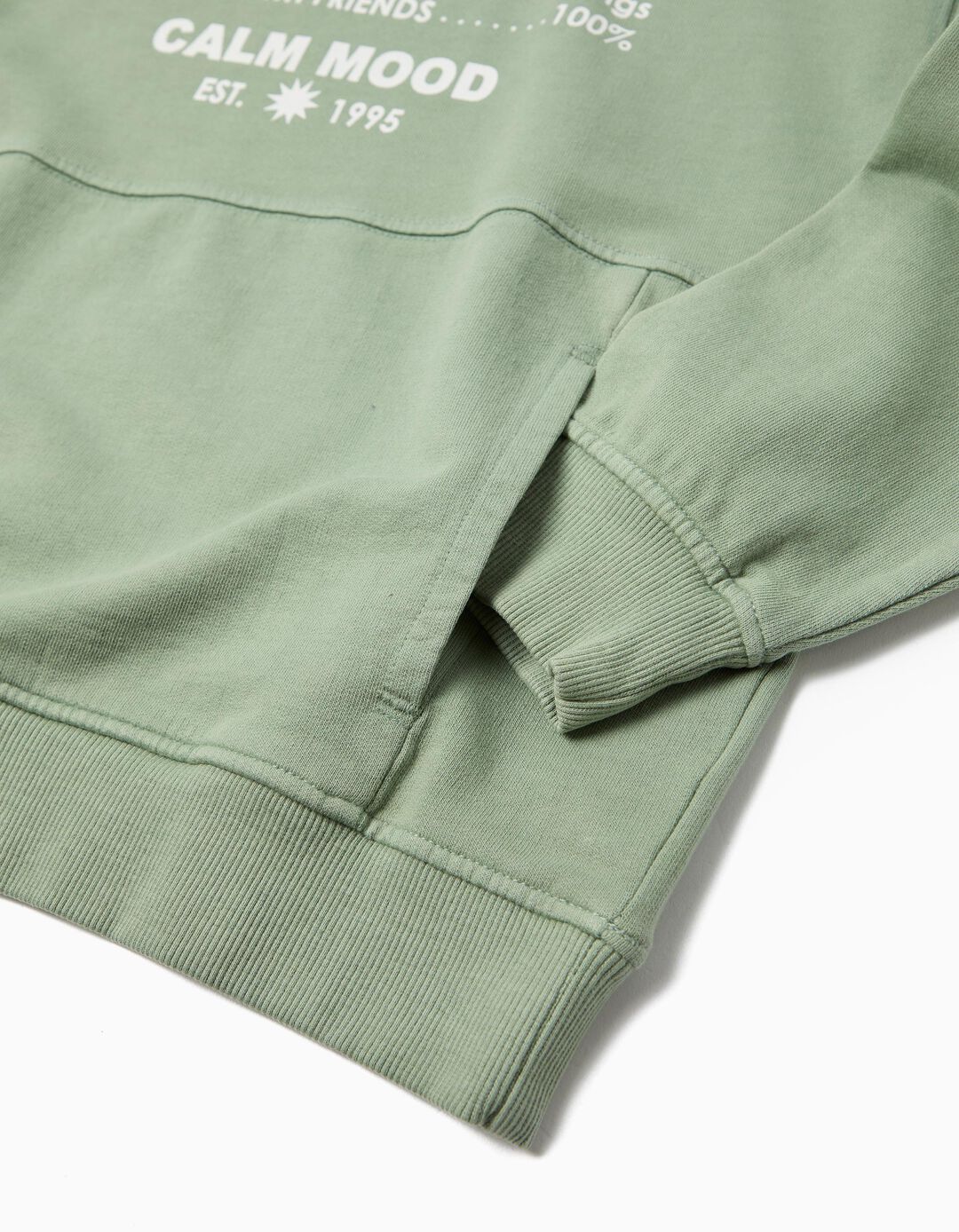 Sweatshirt com Capuz, Menino, Verde Claro