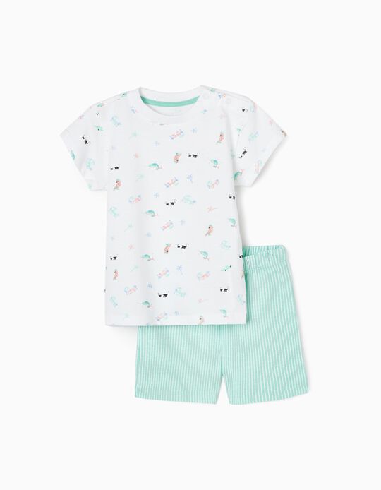 Pijama para Bebé Menino 'Tropical', Verde Água/Branco
