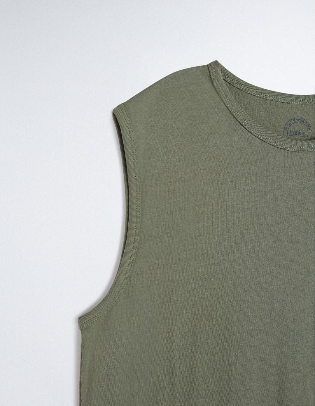 Sleeveless Basic T-shirt, Men, Green
