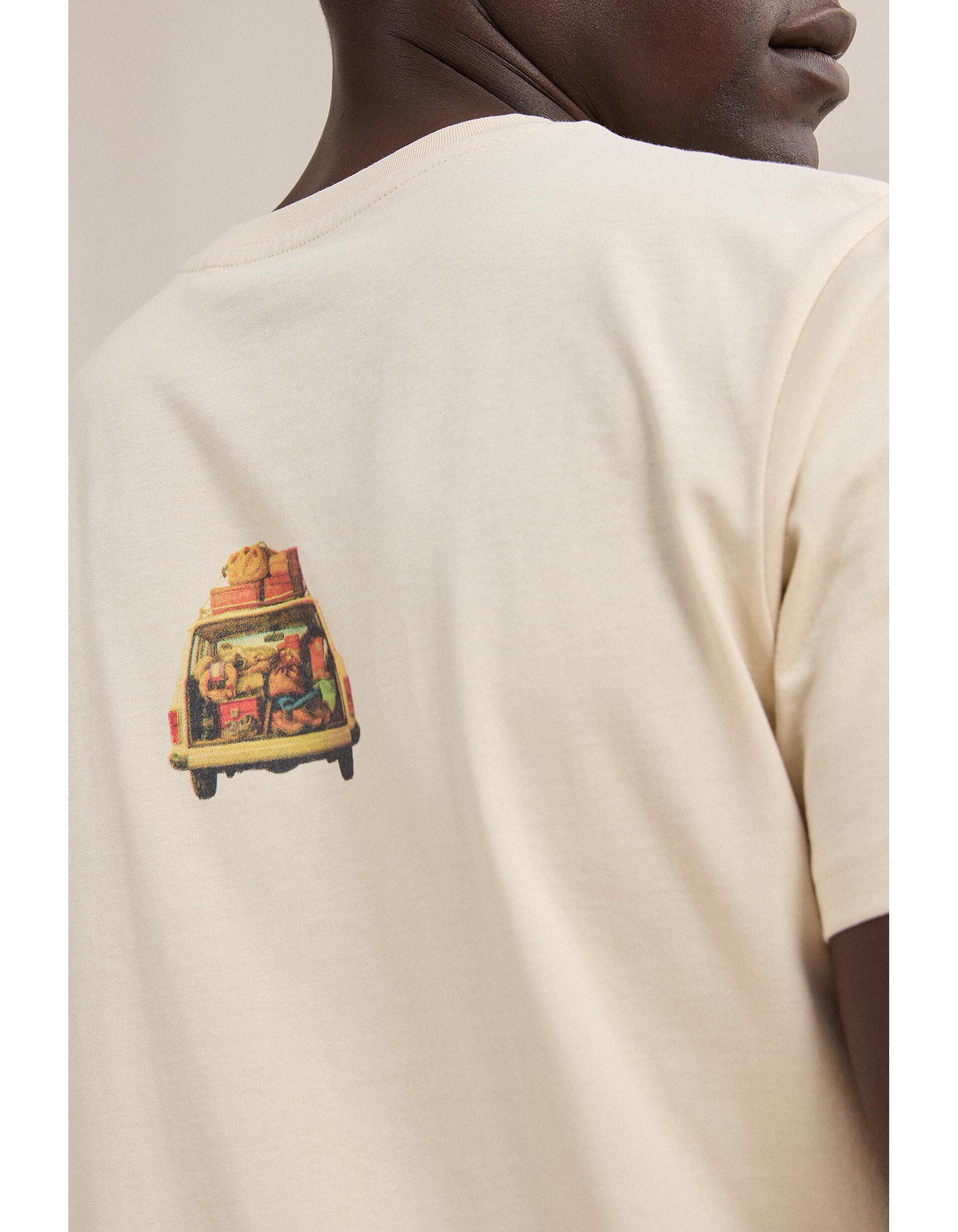 Comprar Online T-shirt Jersey Estampada, Homem, Bege Claro
