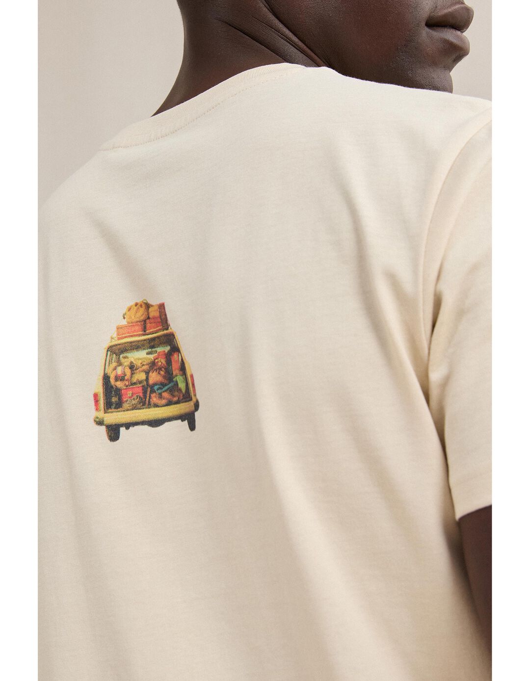 T-shirt Jersey Estampada, Homem, Bege Claro