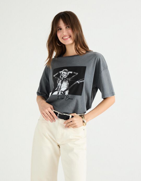 Comprar Online T-shirt 'Bowie', Mulher, Cinzento Escuro 