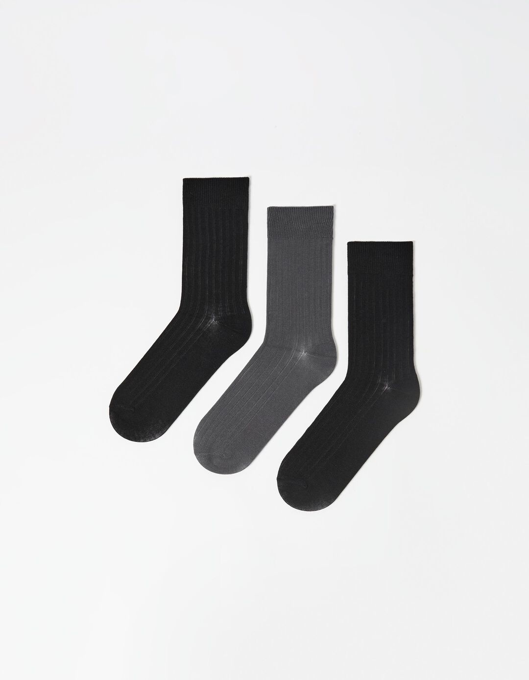 Pack 3 Pares de Meias Altas Caneladas, Homem, Multicor