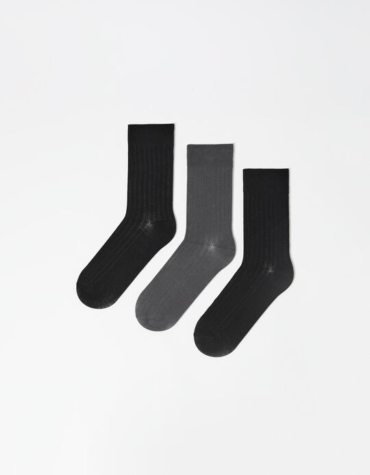 Comprar Online Pack 3 Pares de Meias Altas Caneladas, Homem, Multicor