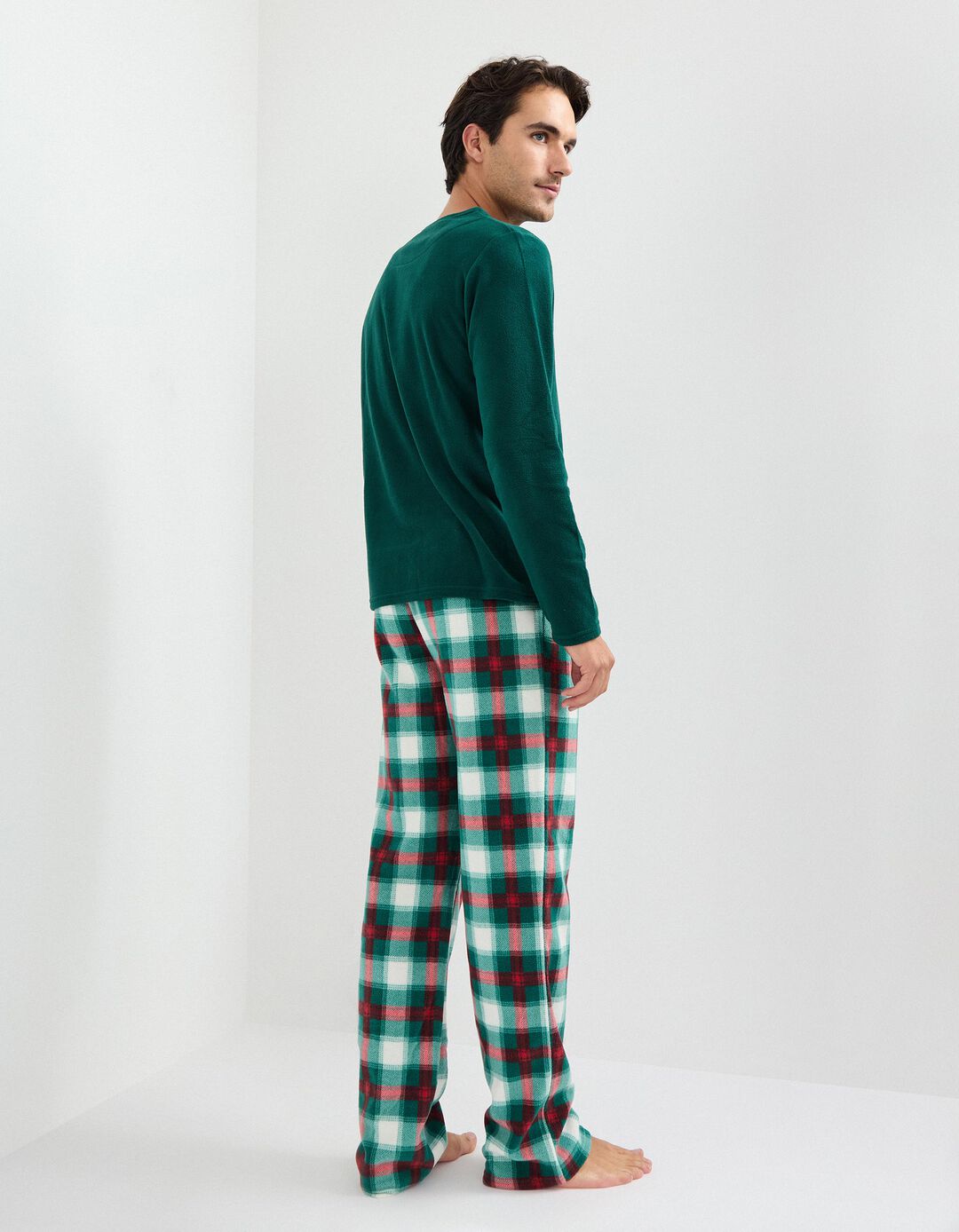 Pijama Polar Natal, Homem, Verde Escuro