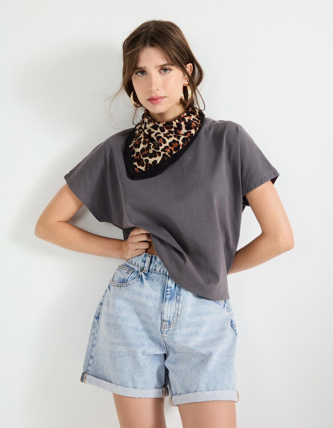 T-shirt, Mulher, Cinzento