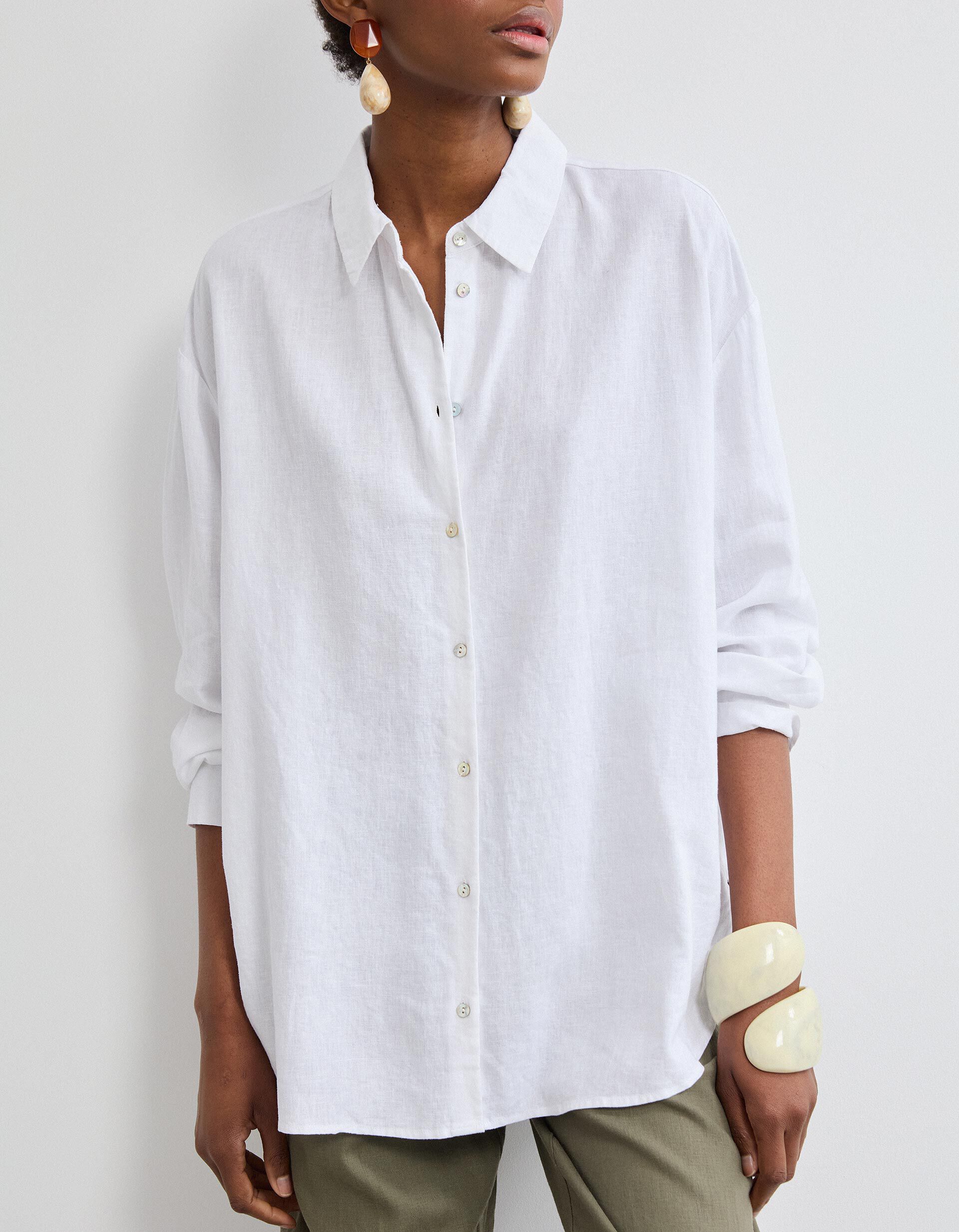 Comprar Online Camisa com Linho, Mulher, Branco