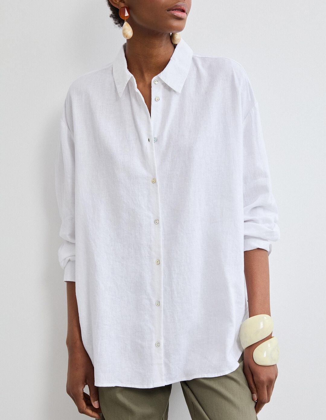 Camisa com Linho, Mulher, Branco