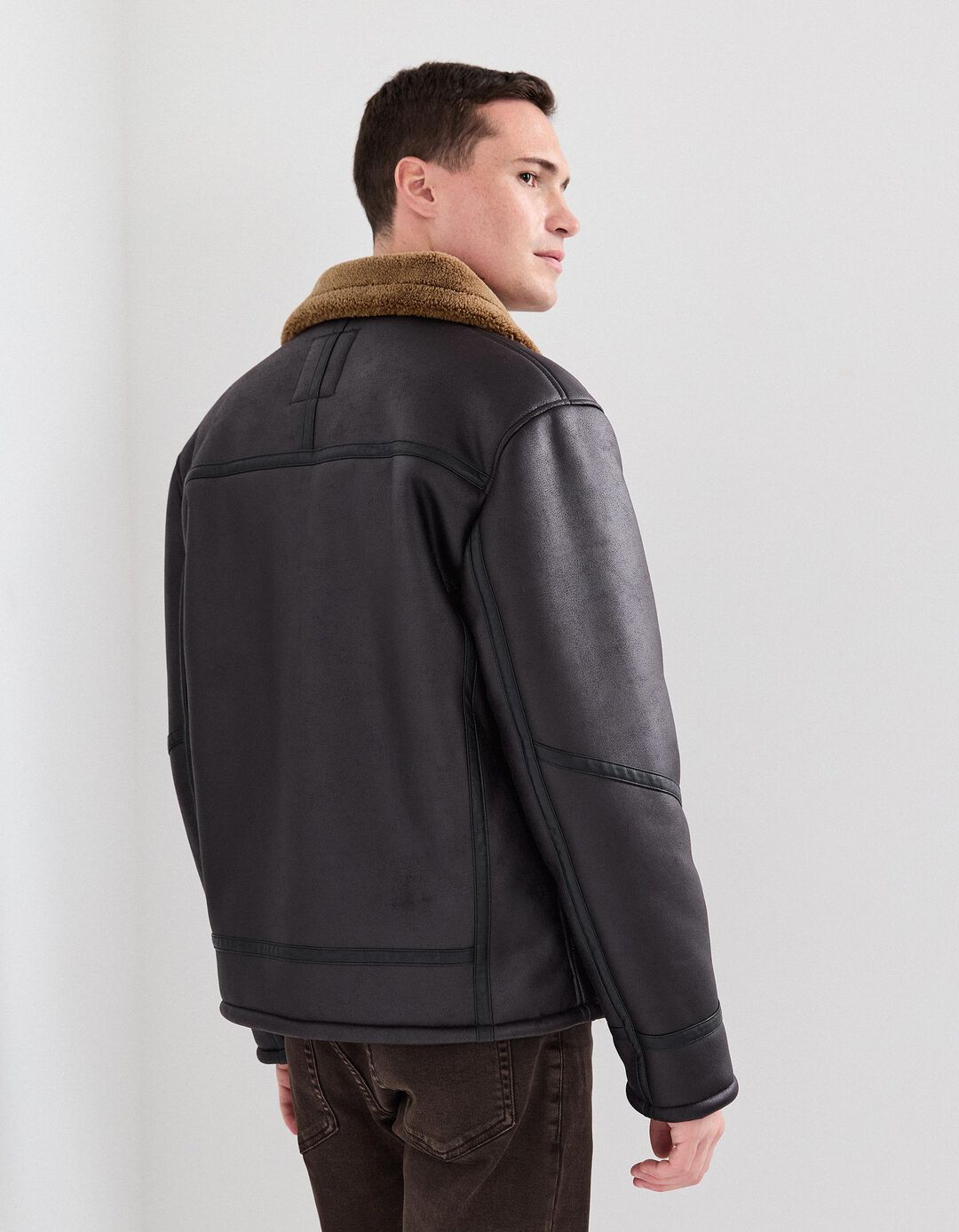 Blus&atilde;o em Sherpa, Homem, Castanho Escuro