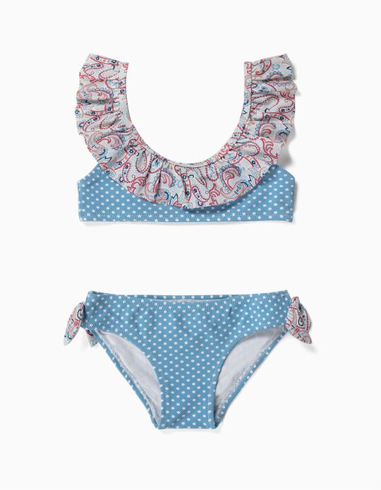 Biqu&iacute;ni para Menina 'Dots & Paisley', Azul