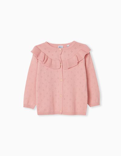 Knitted Cardigan, Baby Girls, Light Pink