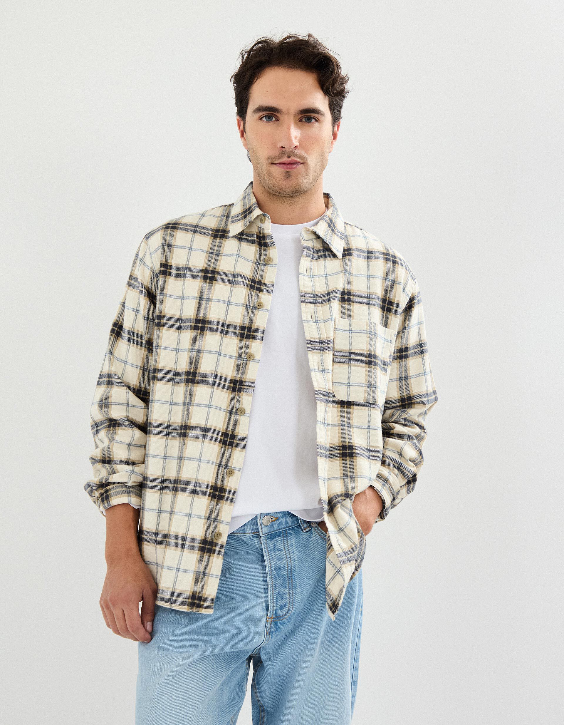 Comprar Online Camisa Flanela, Homem, Bege Claro