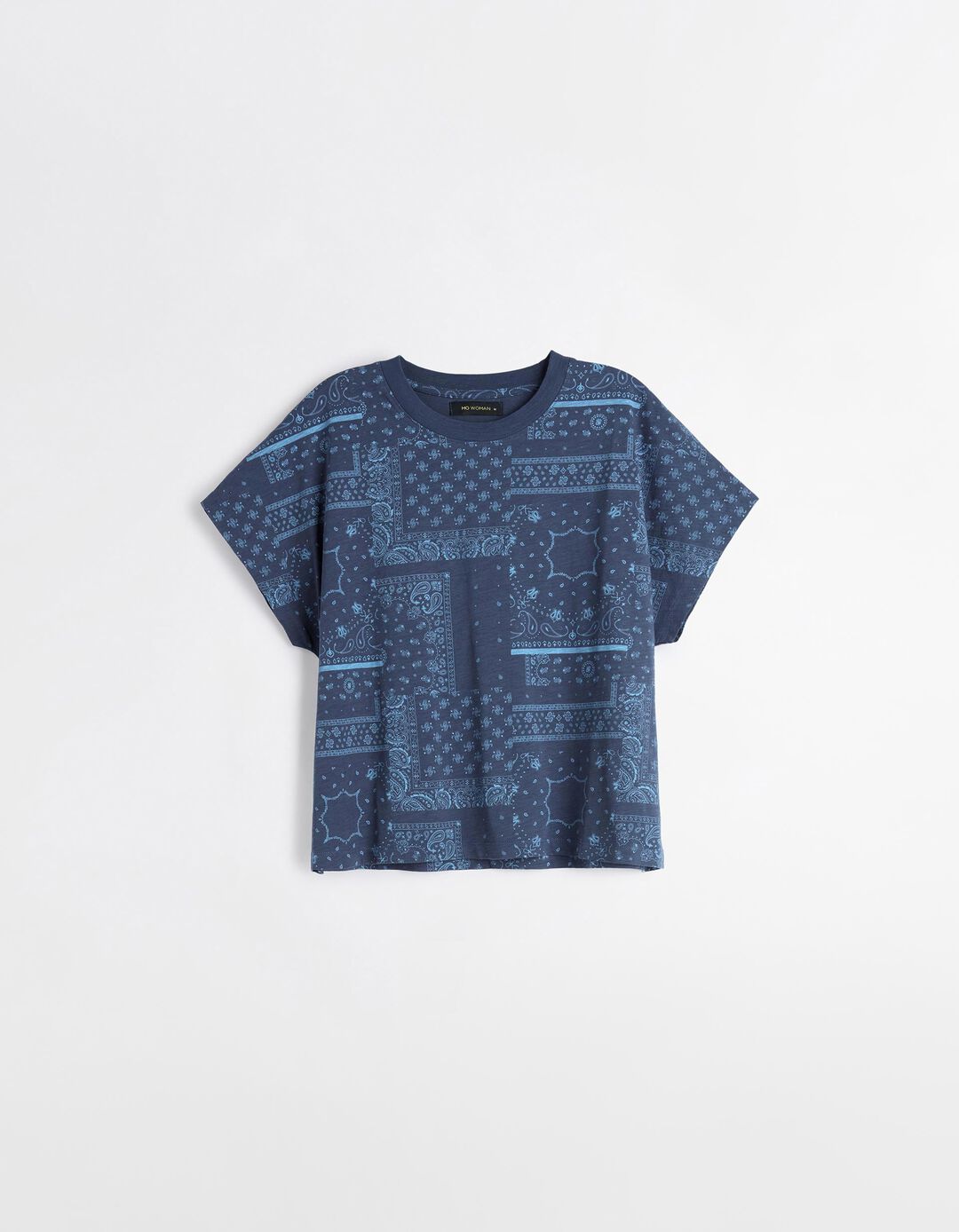 T-shirt Estampado Bandana, Mulher, Azul