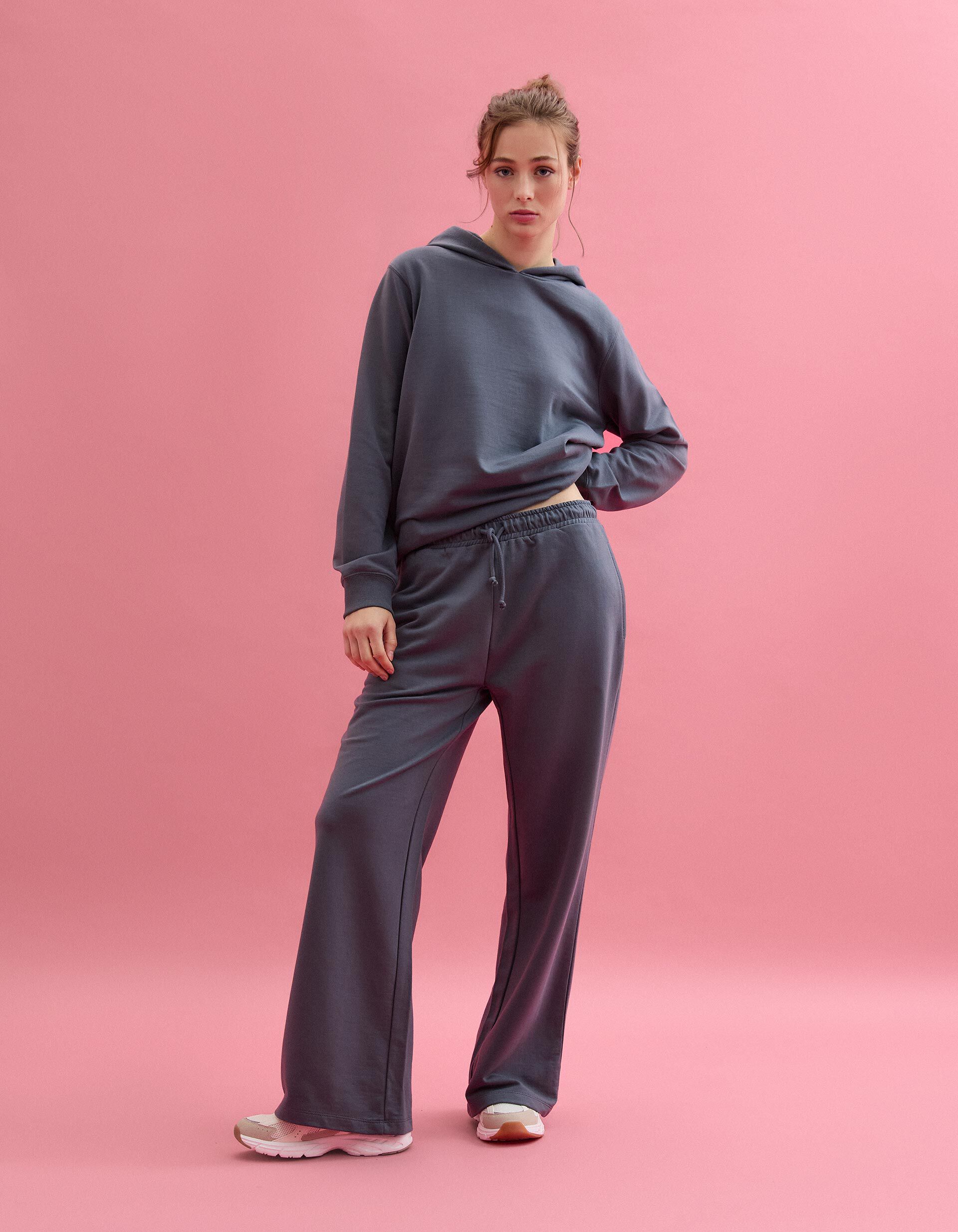 Comprar Online Cal&ccedil;as Jogging 'Wide Leg', Mulher, Cinzento Escuro