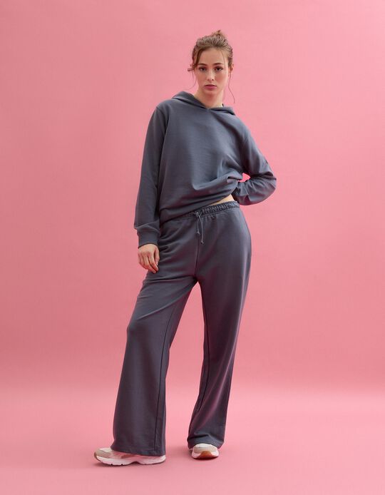 Comprar Online Cal&ccedil;as Jogging 'Wide Leg', Mulher, Cinzento Escuro