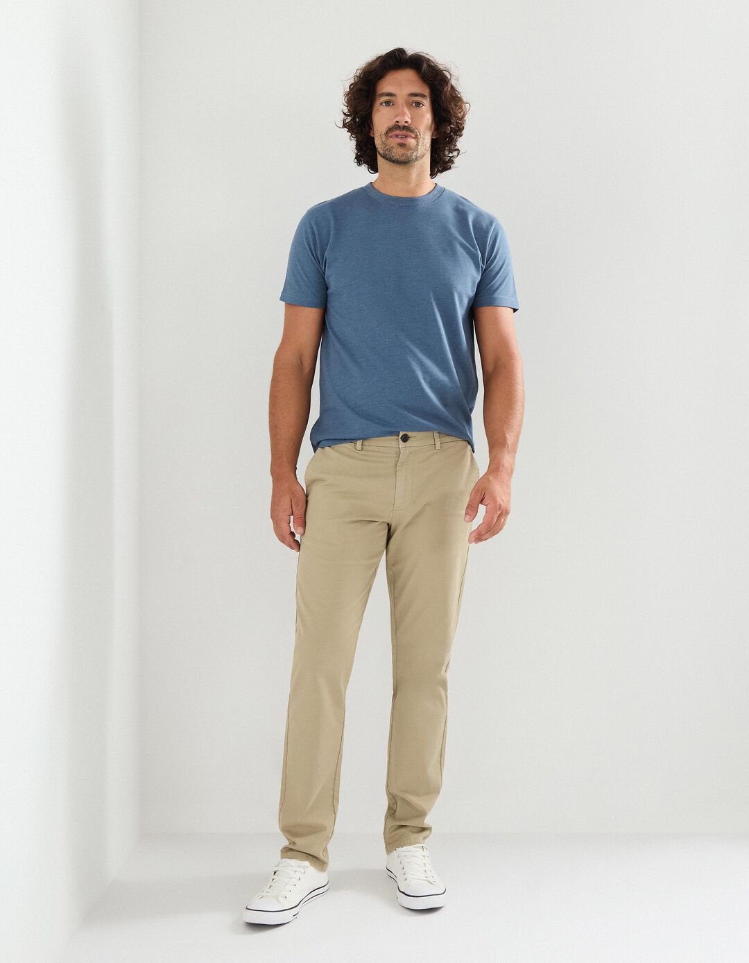 Calças Chino Slim, Homem, Cinzento