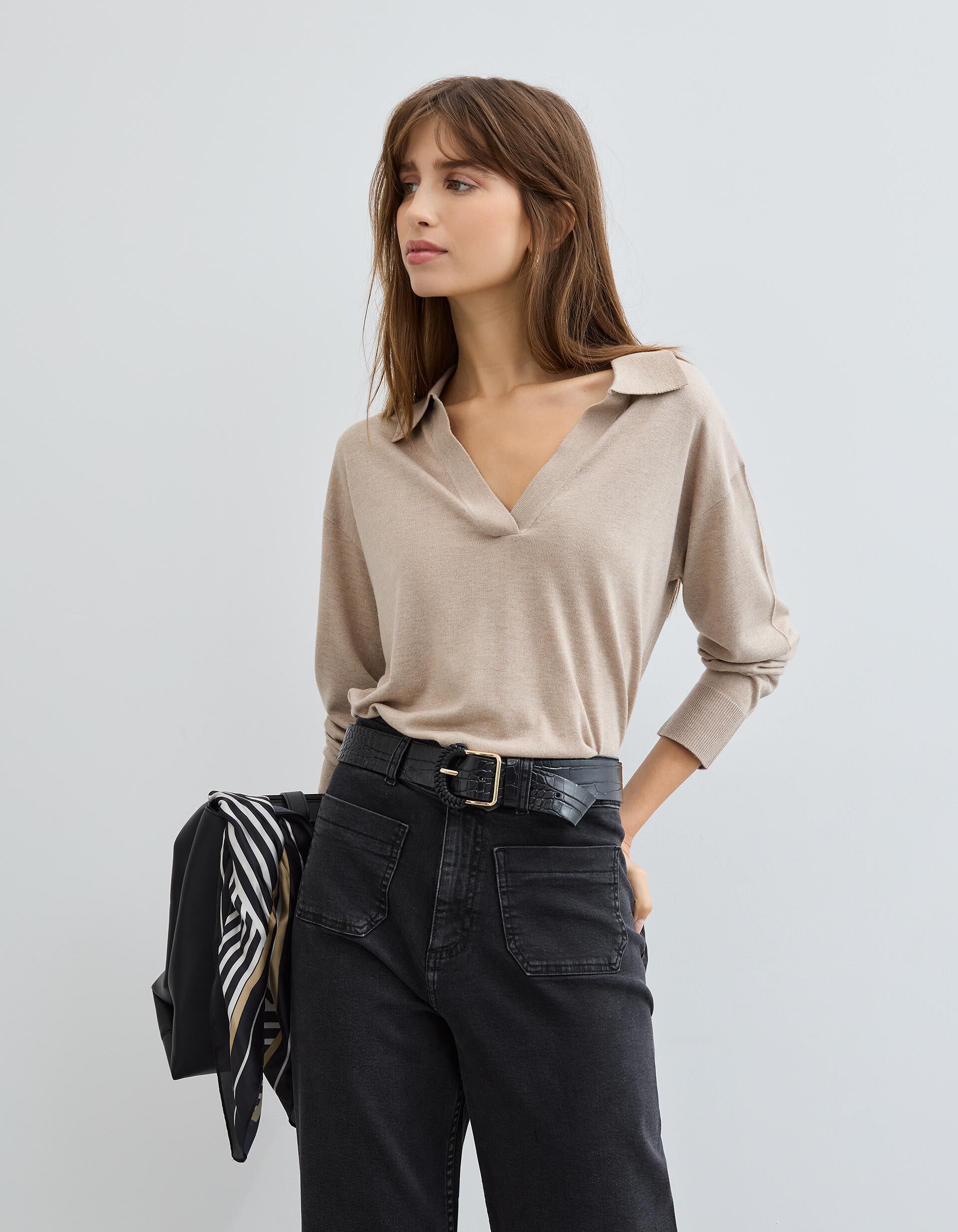 Comprar Online Polo com Caxemira, Mulher, Bege Claro