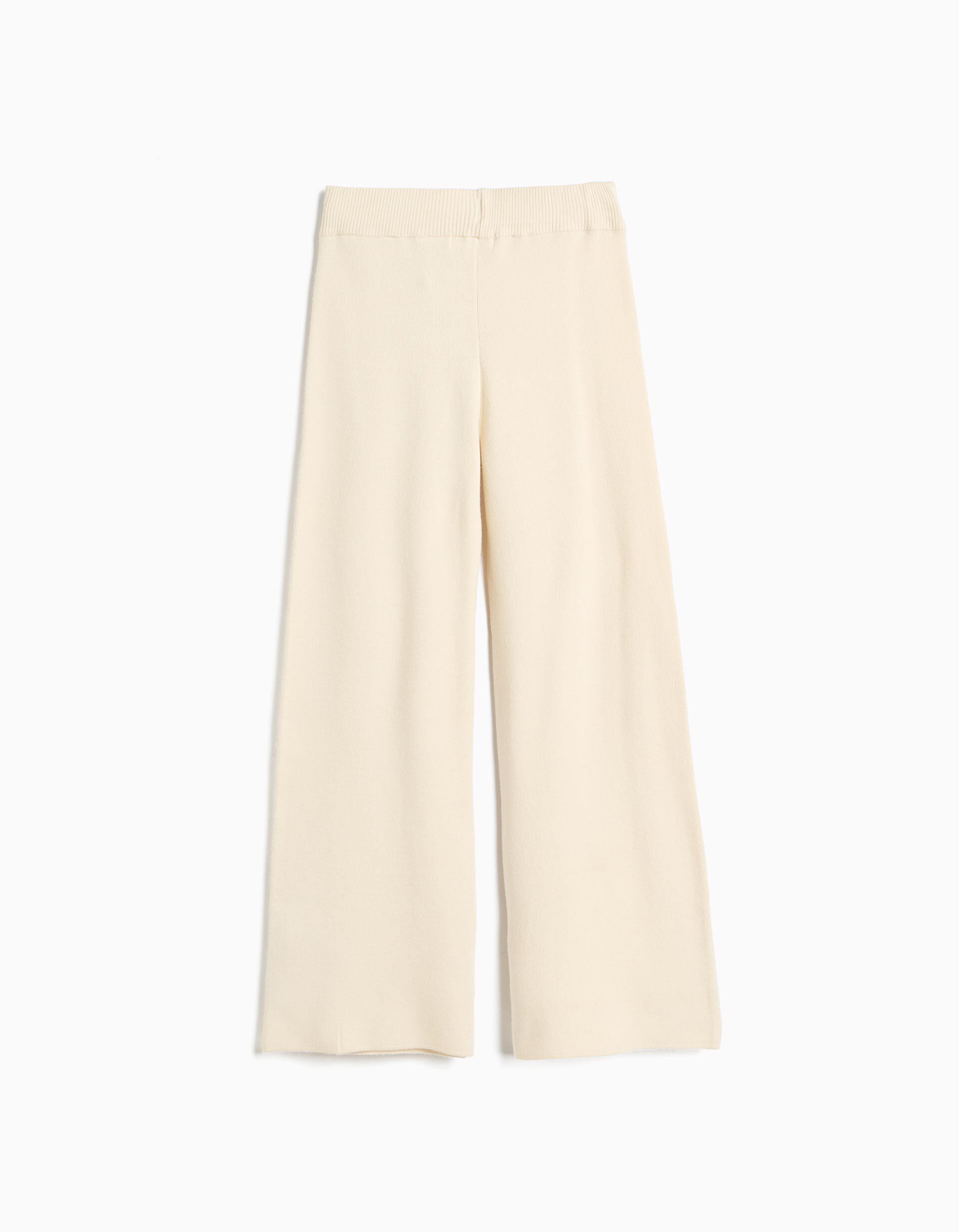 Comprar Online Cal&ccedil;as De Malha 'Wide Leg', Menina, Bege Claro