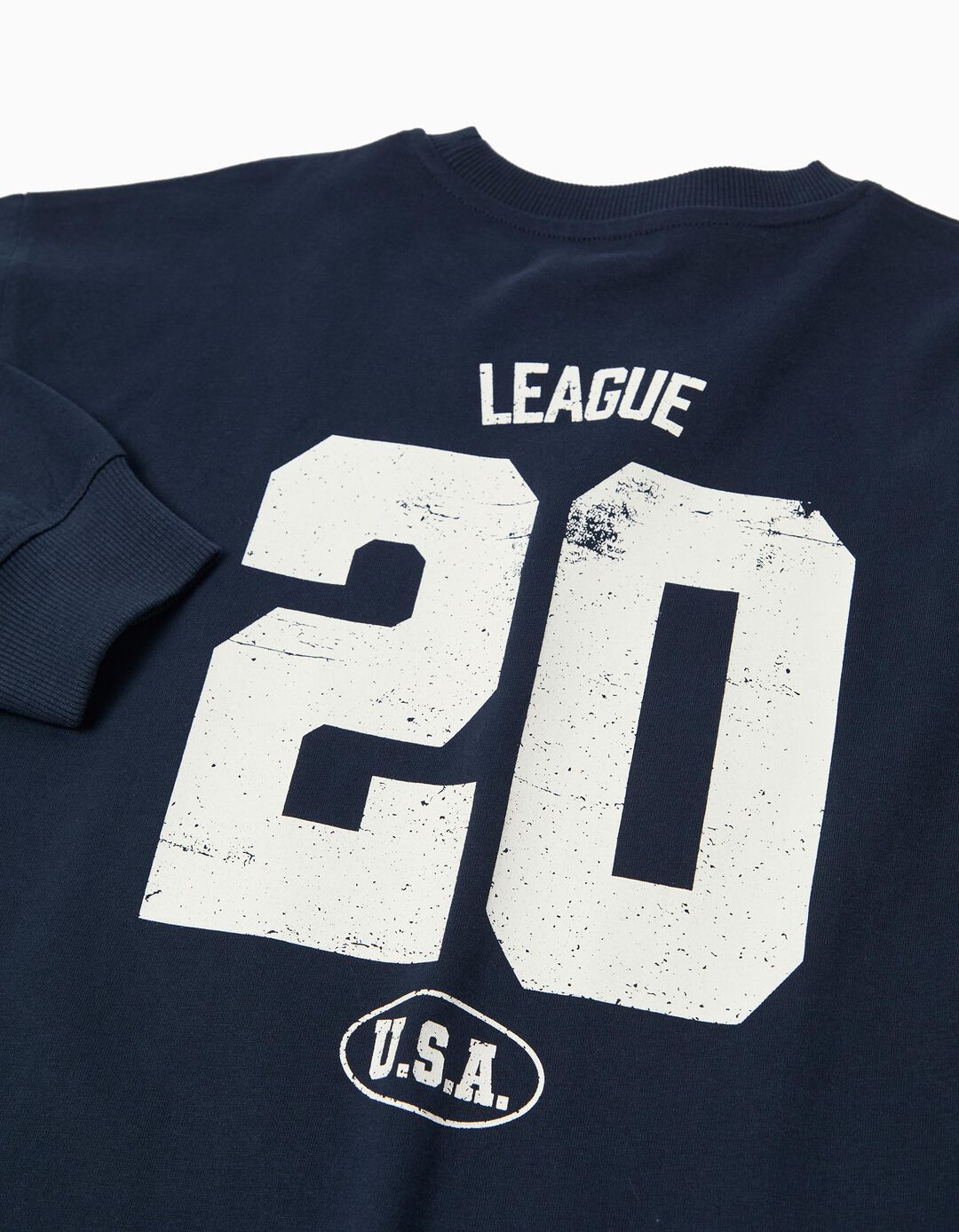 T-shirt de Manga Comprida, Menino, Azul Escuro