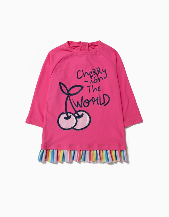 T-shirt de Banho para Menina 'Cherry' Anti-UV 80, Rosa
