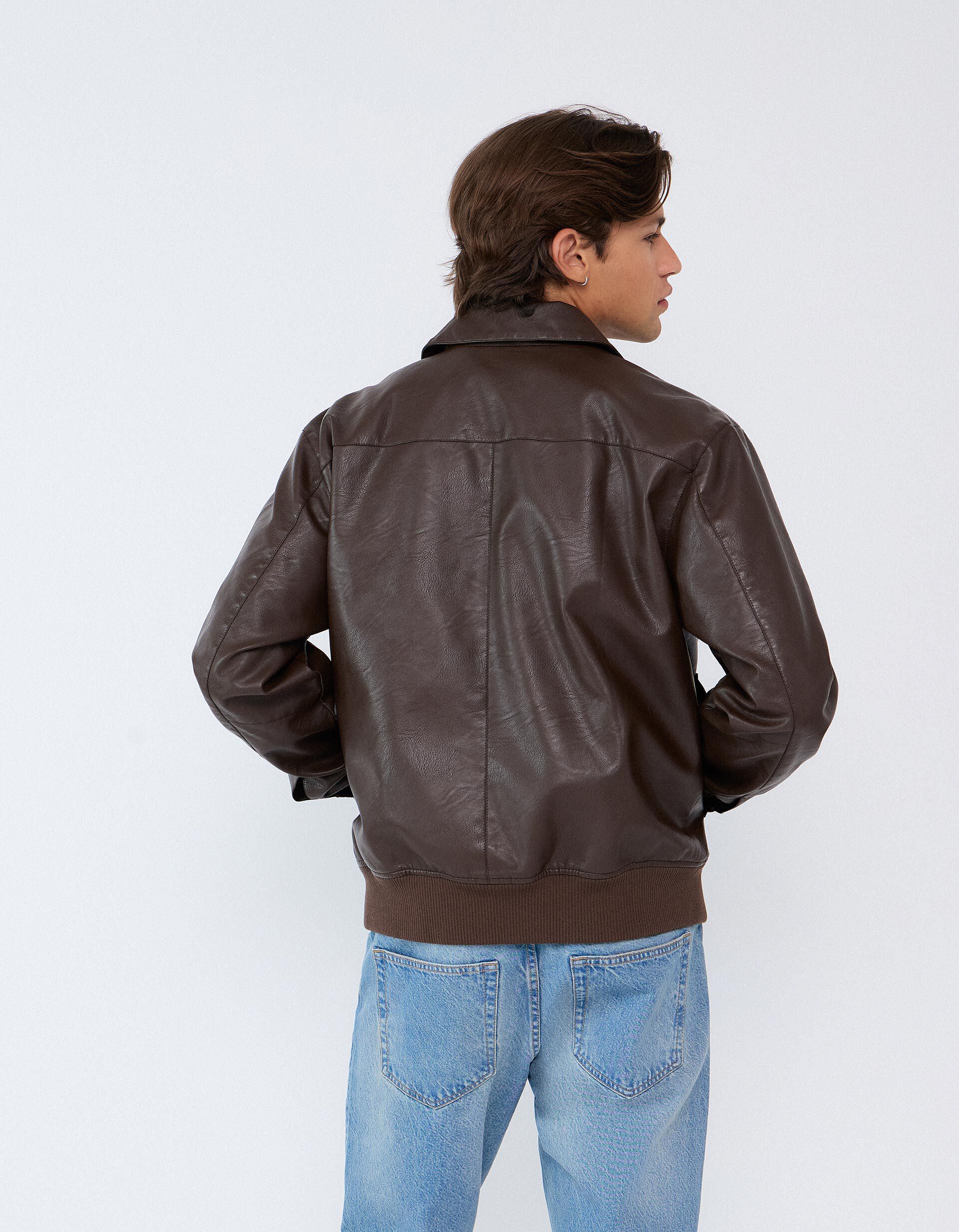Comprar Online Casaco Bomber De Couro, Homem, Castanho Escuro