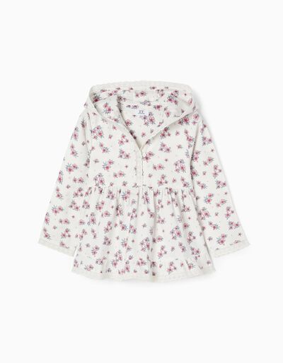 Floral Sweat with English Embroidery for Girls, White