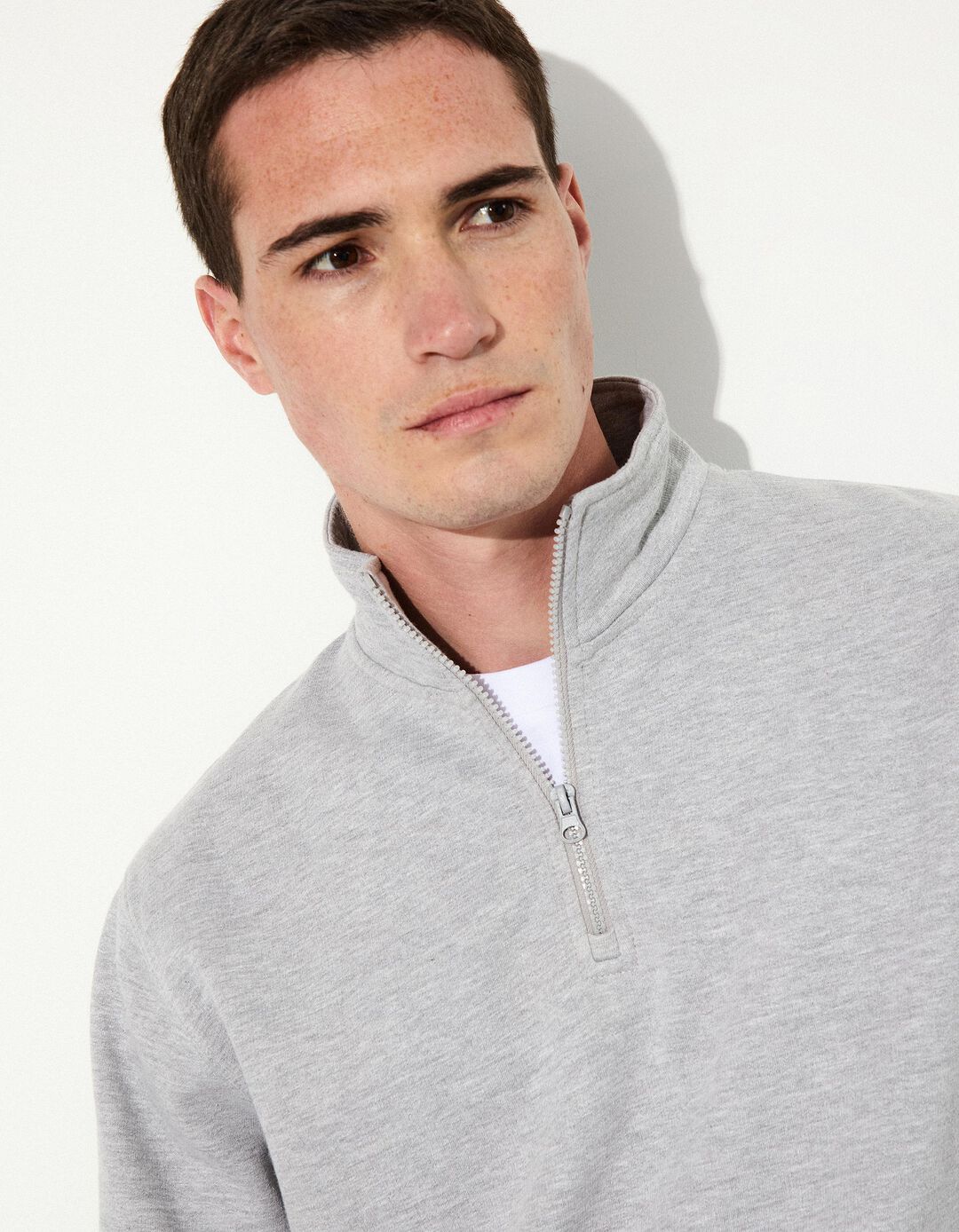 Sweatshirt Fecho de Correr, Homem, Cinzento Claro