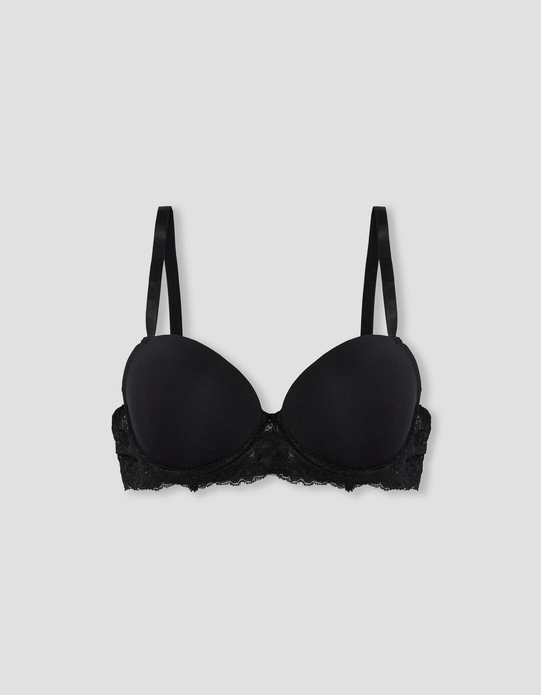 Bra with Lace Trim, Black