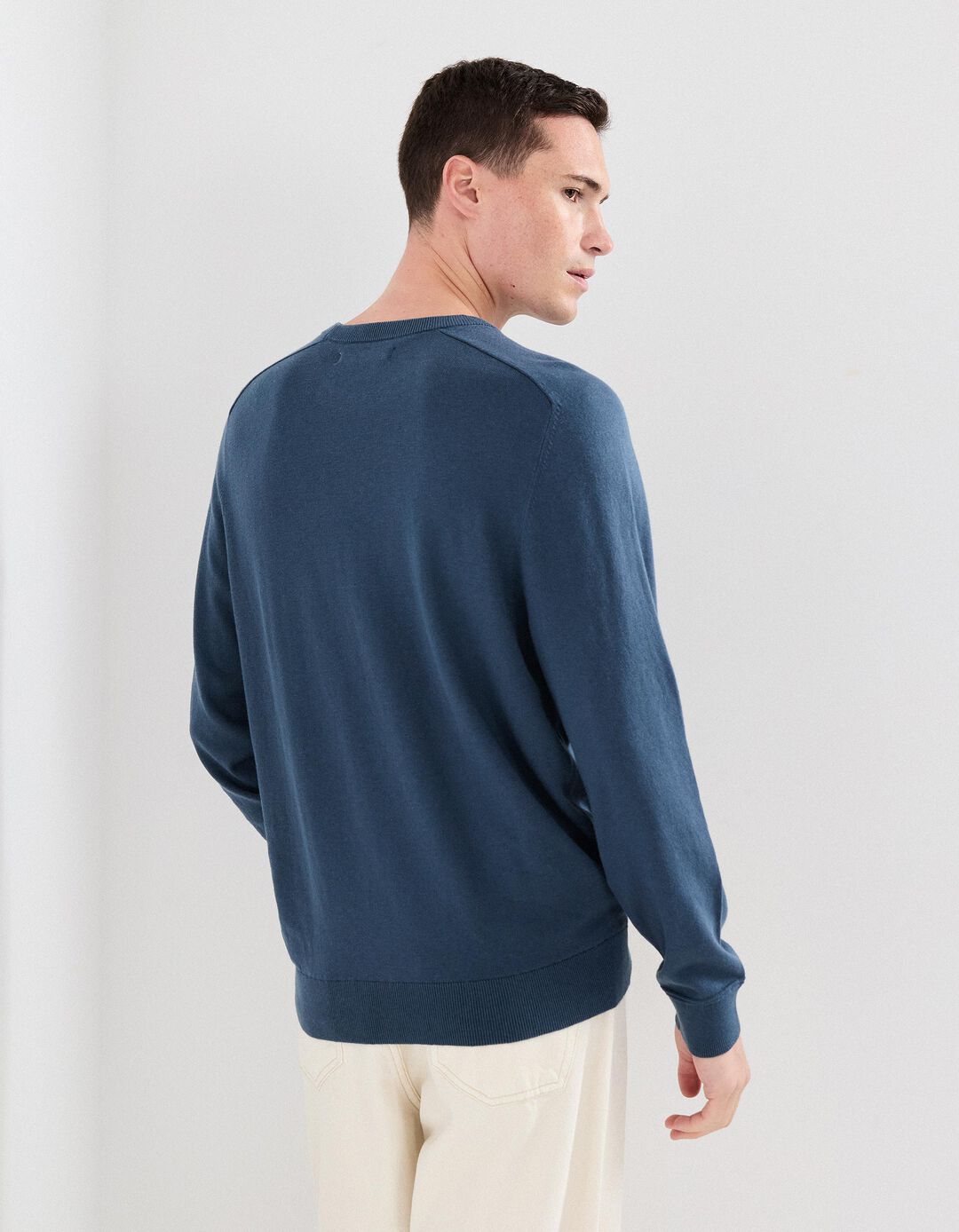 Camisola com Caxemira, Homem, Azul