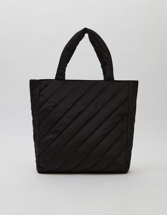 Padded Shopper Bag, Women, Black