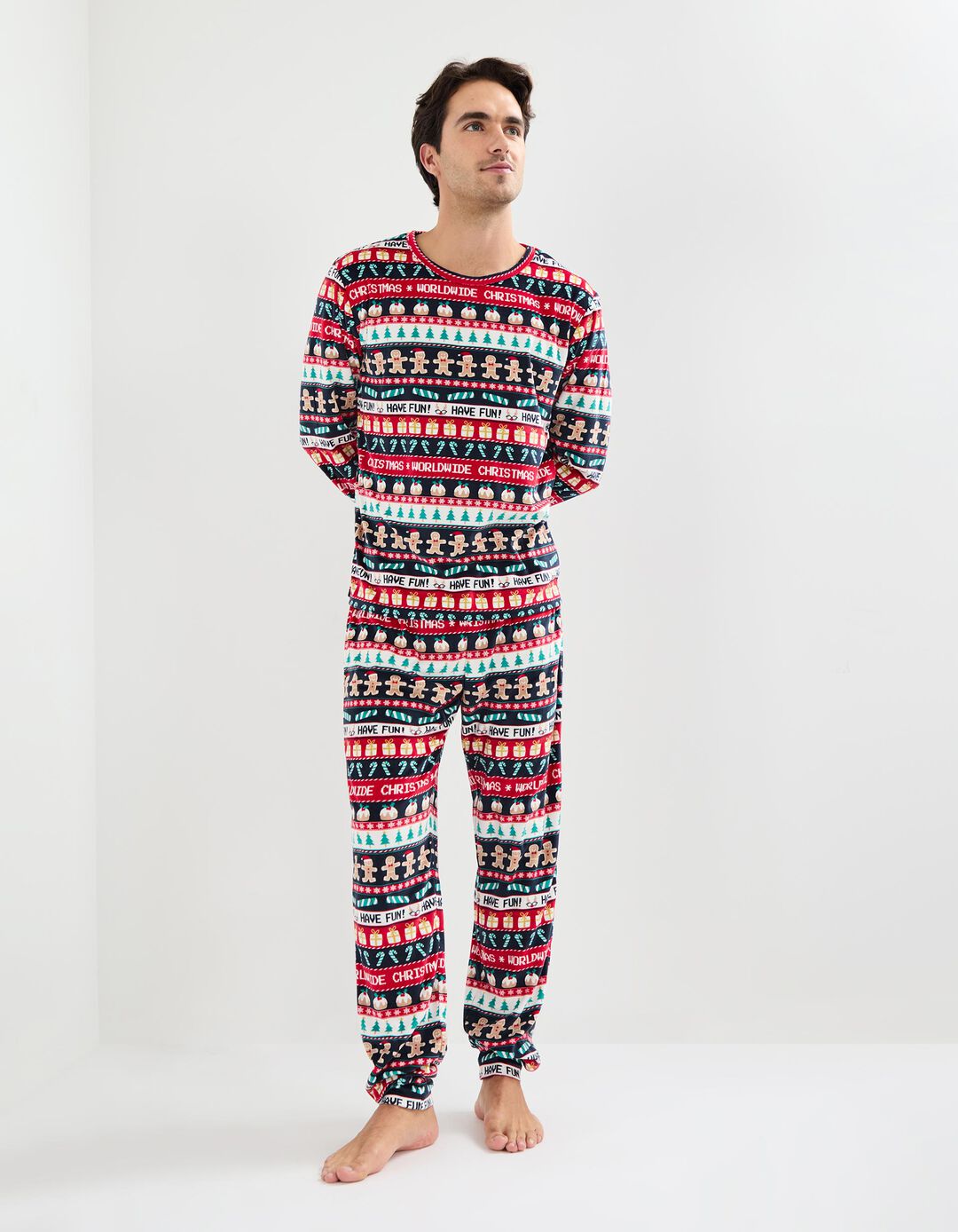 Pijama Polar de Natal, Homem, Multicor