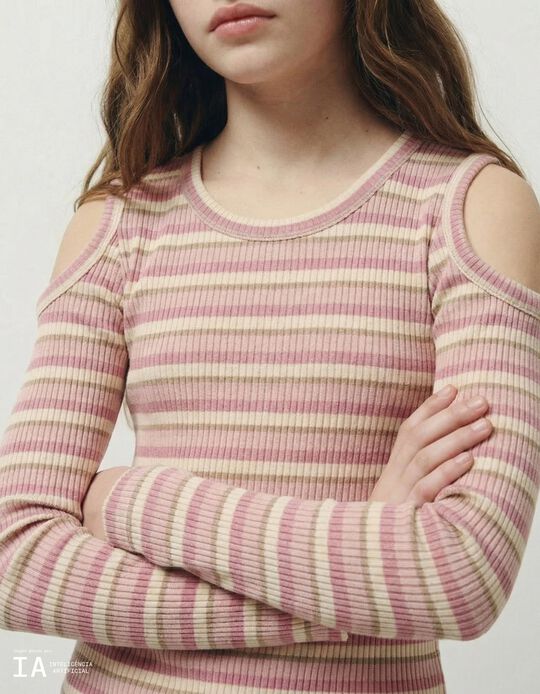 Comprar Online T-shirt Manga Comprida Cut Out, Menina, Rosa Claro