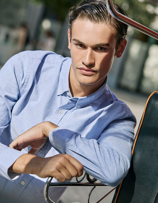 Comprar Online Camisa de Manga Comprida Oxford, Homem, Azul Claro
