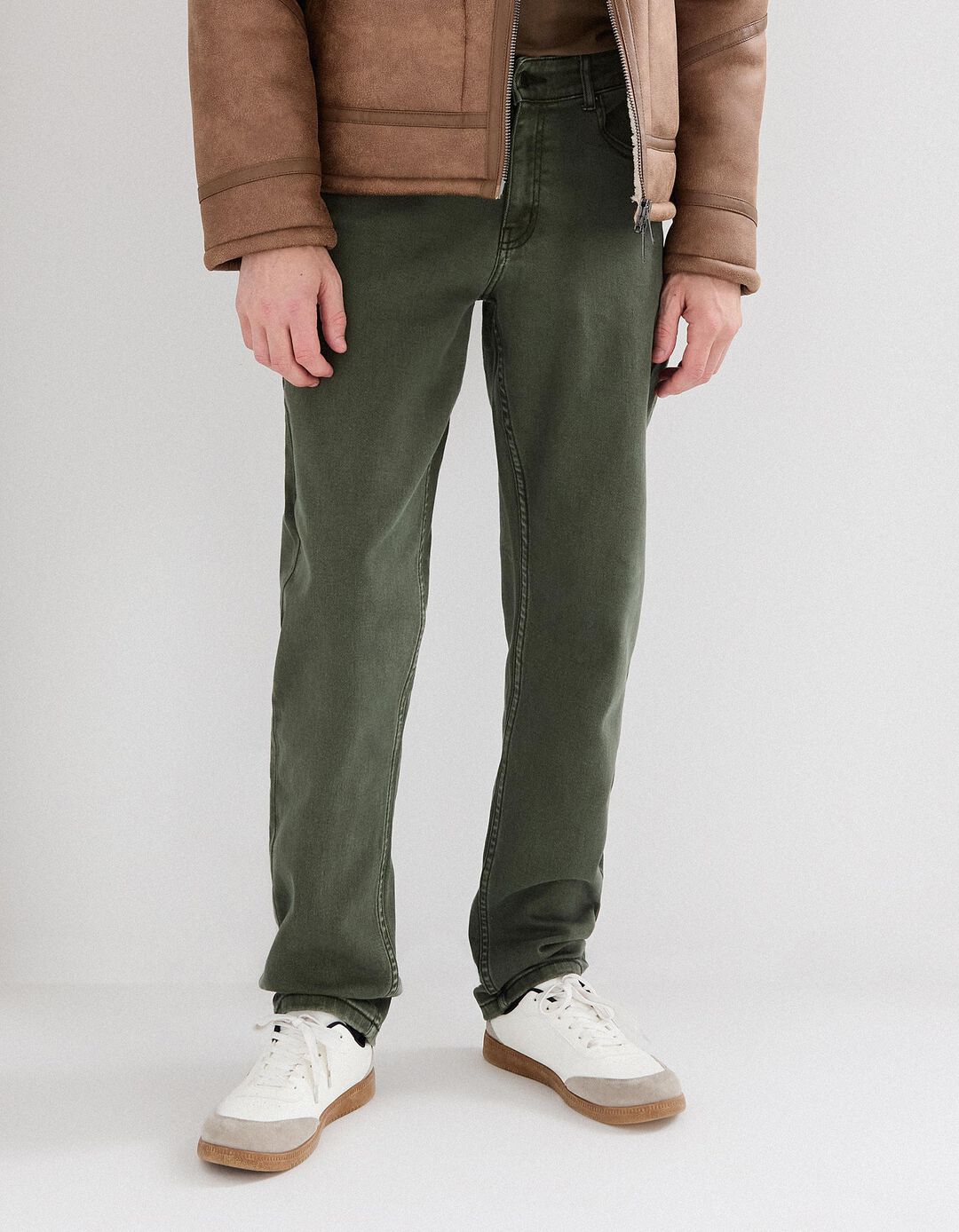 Cal&ccedil;as 'Slim Fit', Homem, Verde Escuro