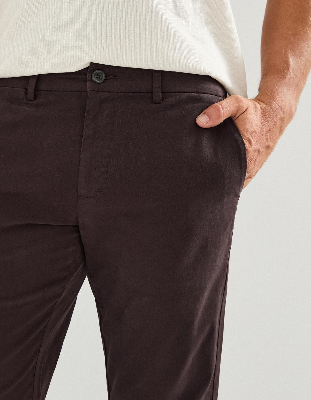 Calças Chino Slim, Homem, Castanho Escuro
