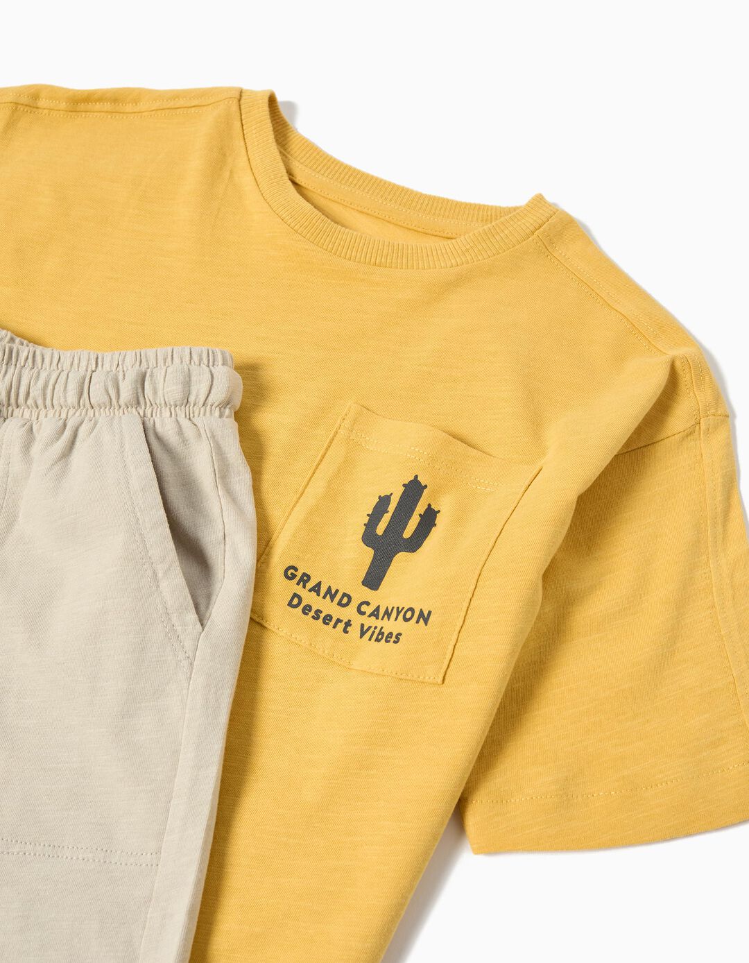 Conjunto T-shirt e Calções, Menino, Amarelo Escuro