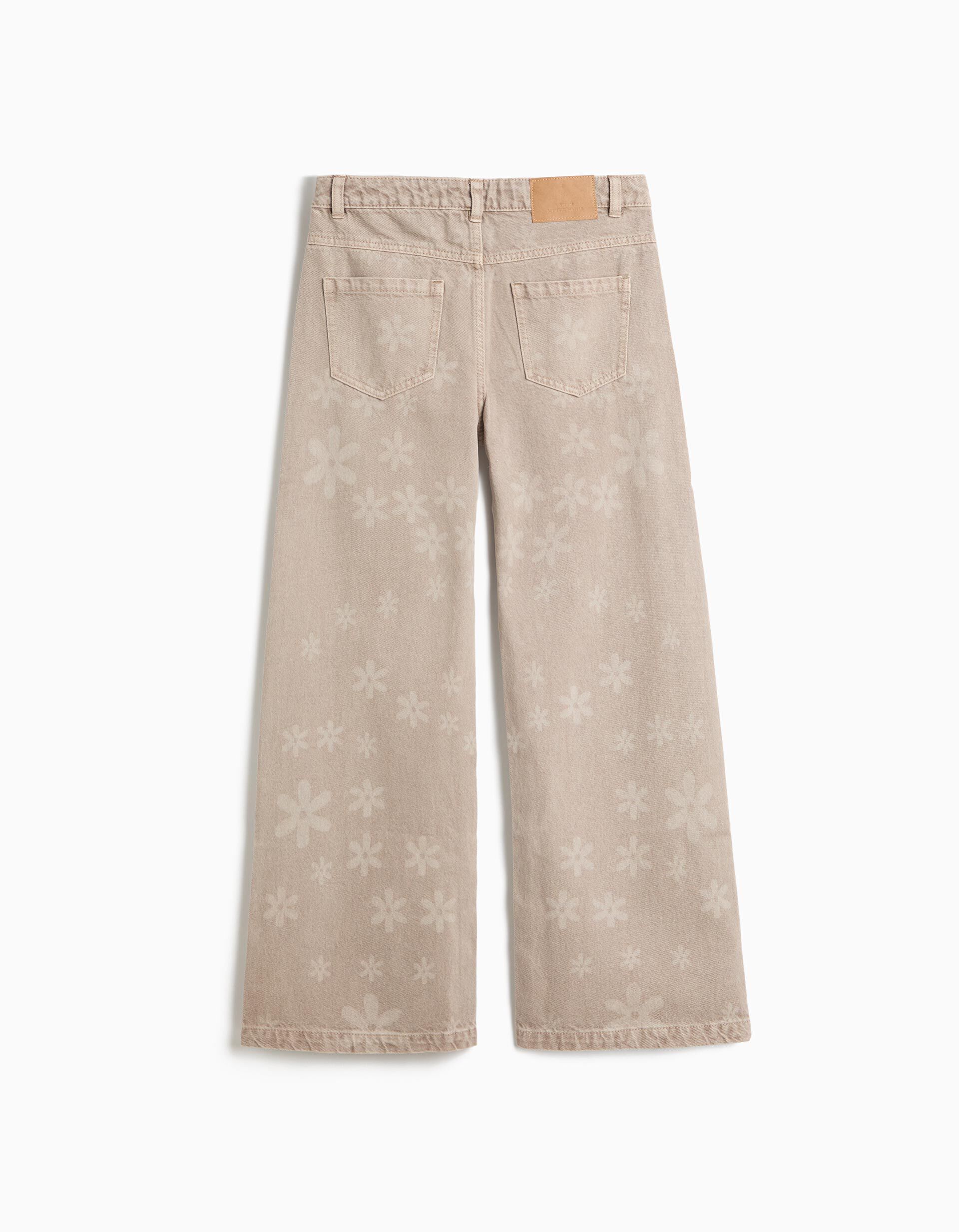 Comprar Online Cal&ccedil;as De Ganga Wide Leg &Agrave;s Flores, Menina, Bege