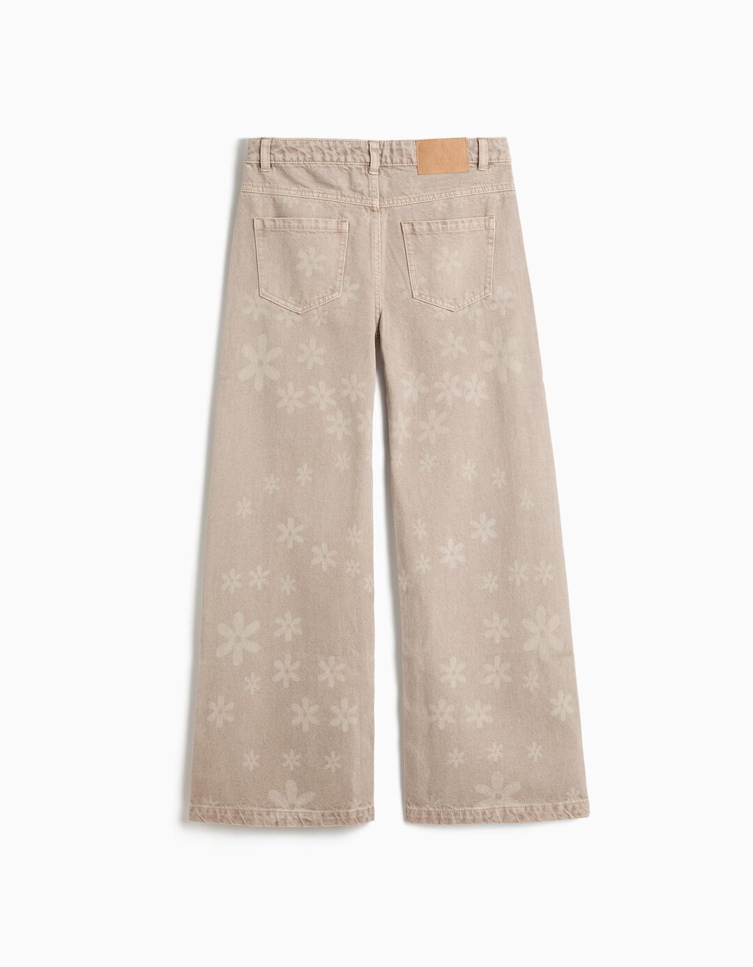 Cal&ccedil;as De Ganga Wide Leg &Agrave;s Flores, Menina, Bege