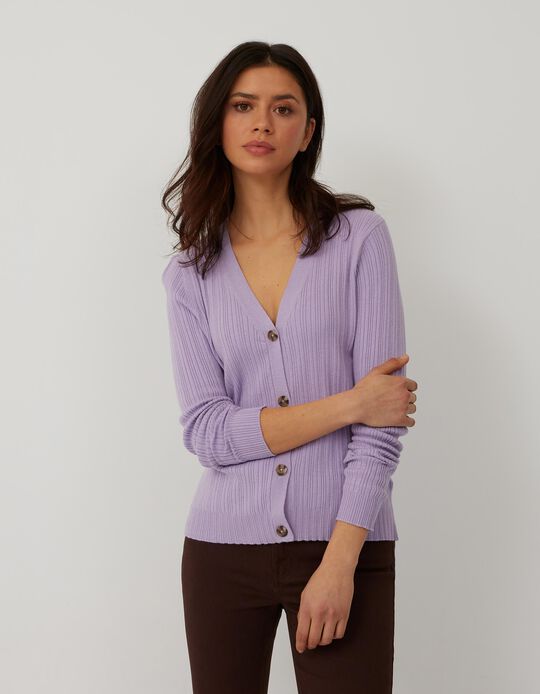 Knitted Cardigan, Women, Lilac