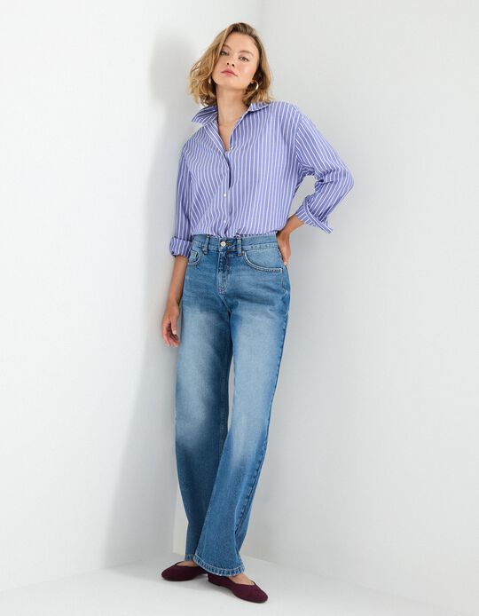 Comprar Online Calças de Ganga Wide Leg, Mulher, Azul 