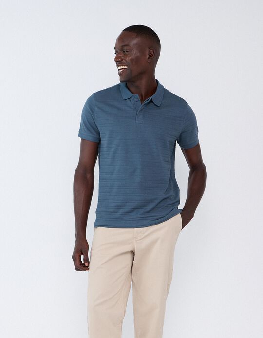 Comprar Online Polo Jacquard, Homem, Azul Escuro