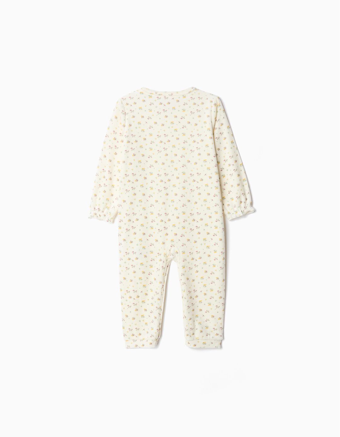 Babygrow Aveludado Estampado, Menina, Bege Claro