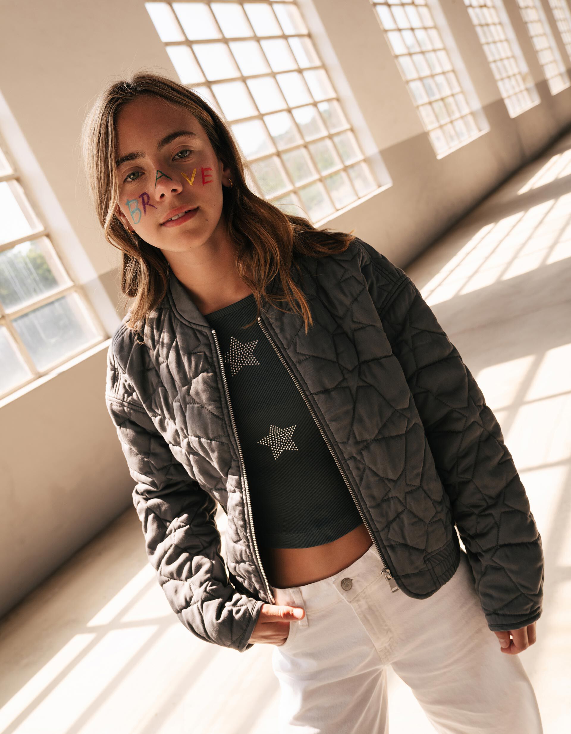 Comprar Online Blus&atilde;o Bomber, Menina, Cinzento Escuro