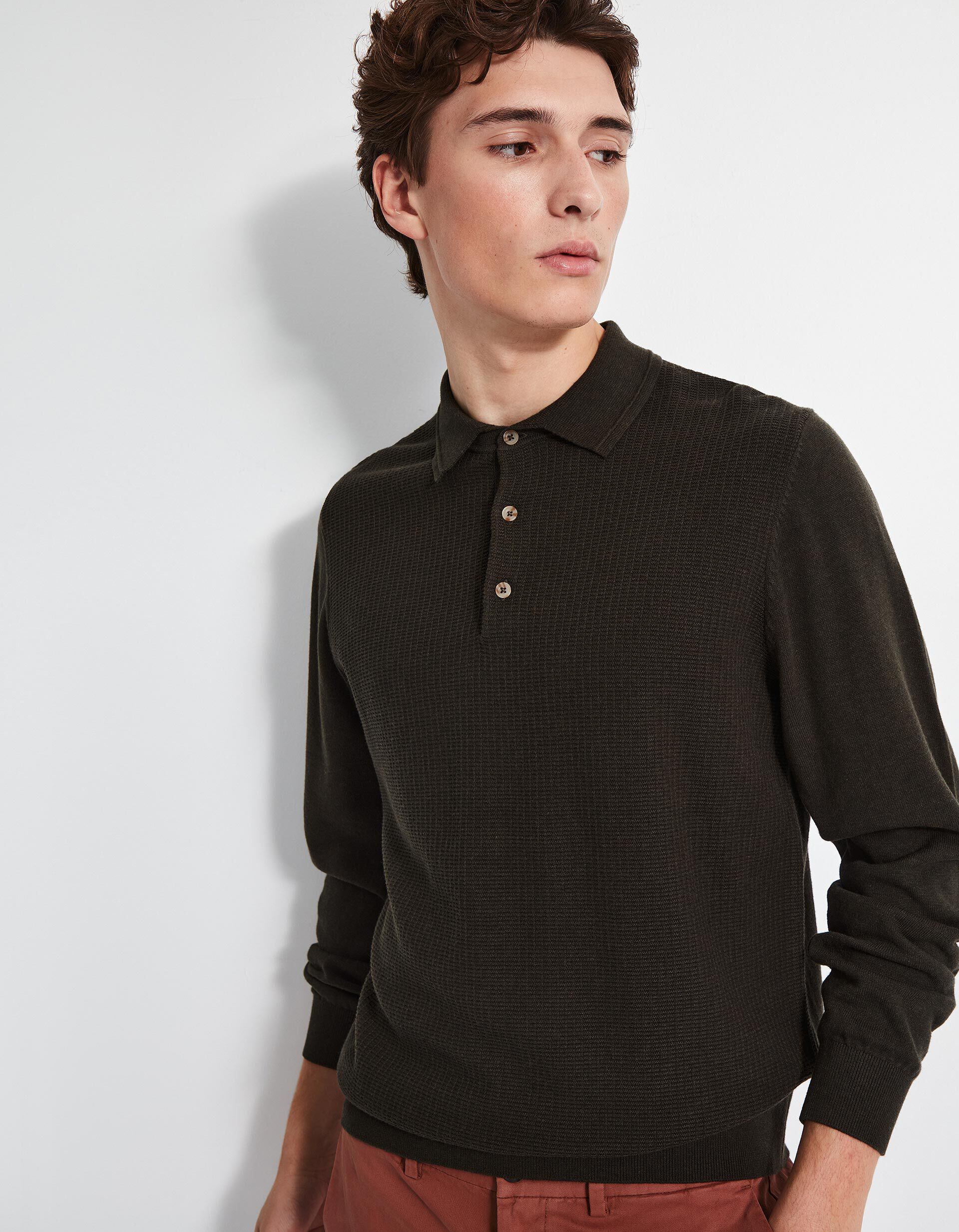 Comprar Online Polo de Malha Manga Comprida, Homem, Cinzento Escuro