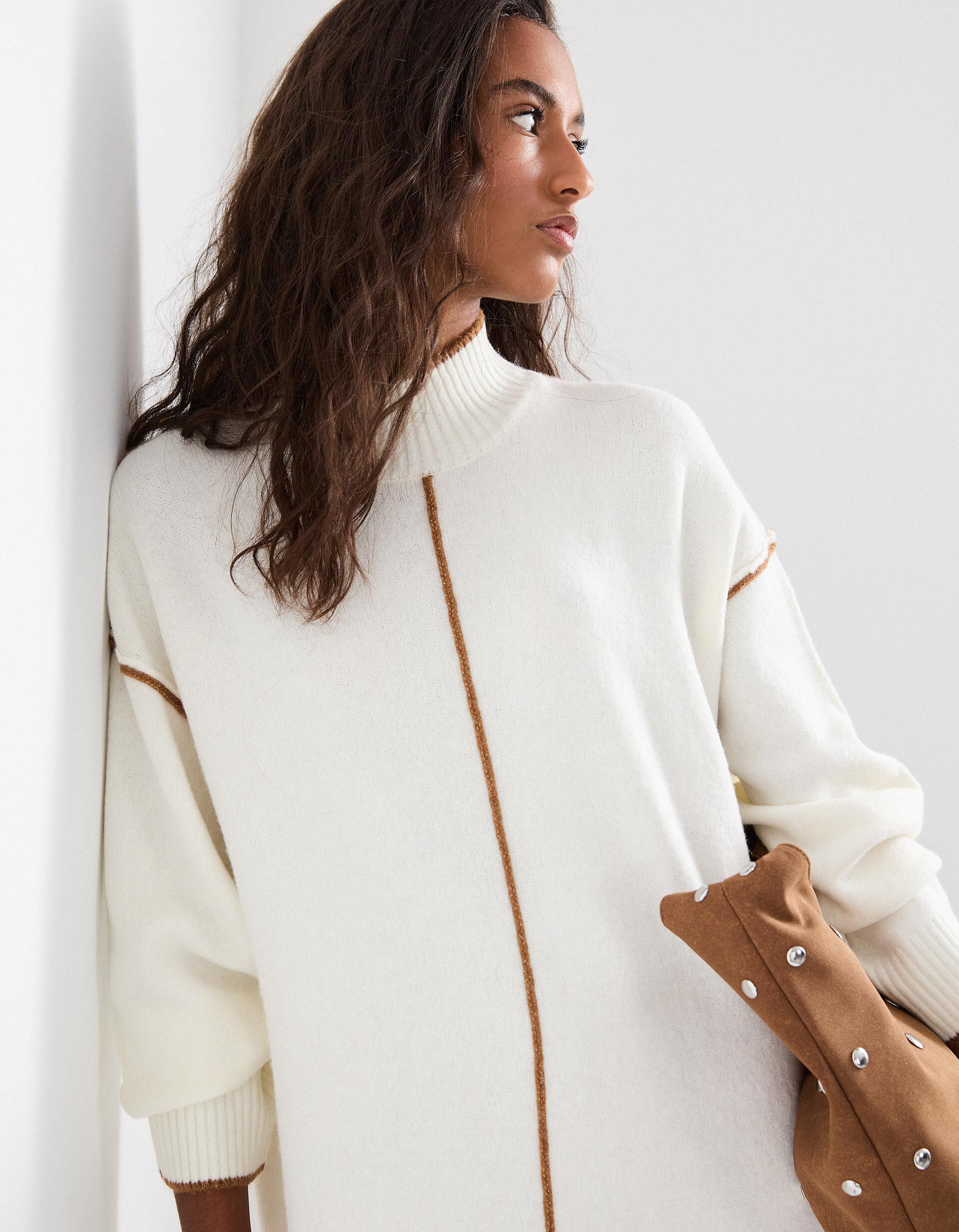 Comprar Online Vestido de Malha com L&atilde;, Mulher, Cru